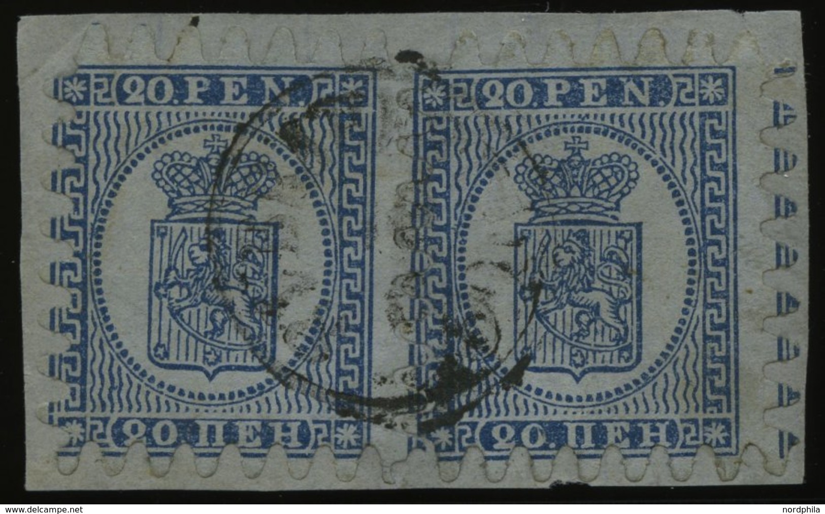 FINNLAND 8C Paar BrfStk, 1866, 20 P. Blau Im Waagerechten Angetrennten Paar Auf Briefstück, K1 BRAHESTAD, Praktisch Alle - Autres & Non Classés