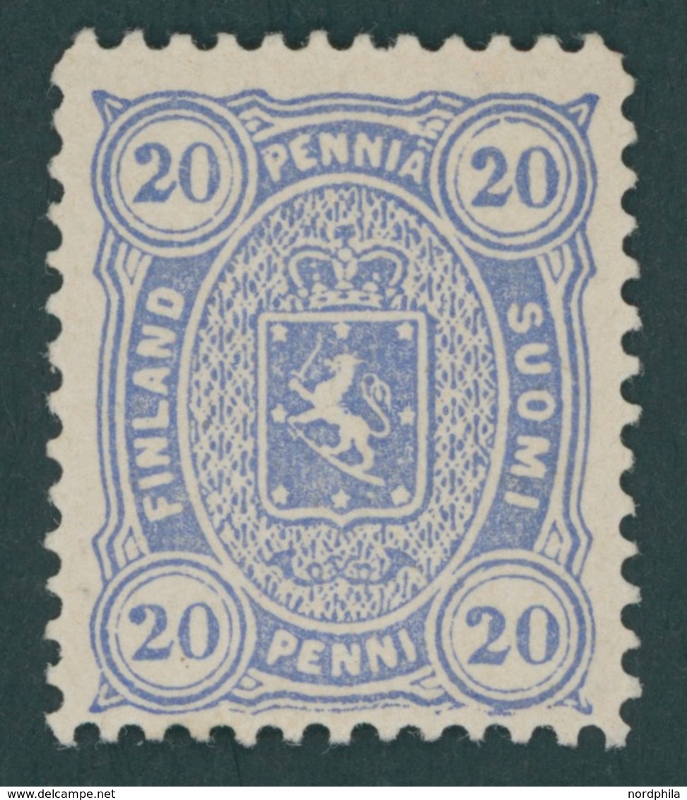 FINNLAND 16By *, 1881, 20 P. Blau, Gezähnt L 121/2, Falzrest, Pracht, Mi. 70.- - Other & Unclassified
