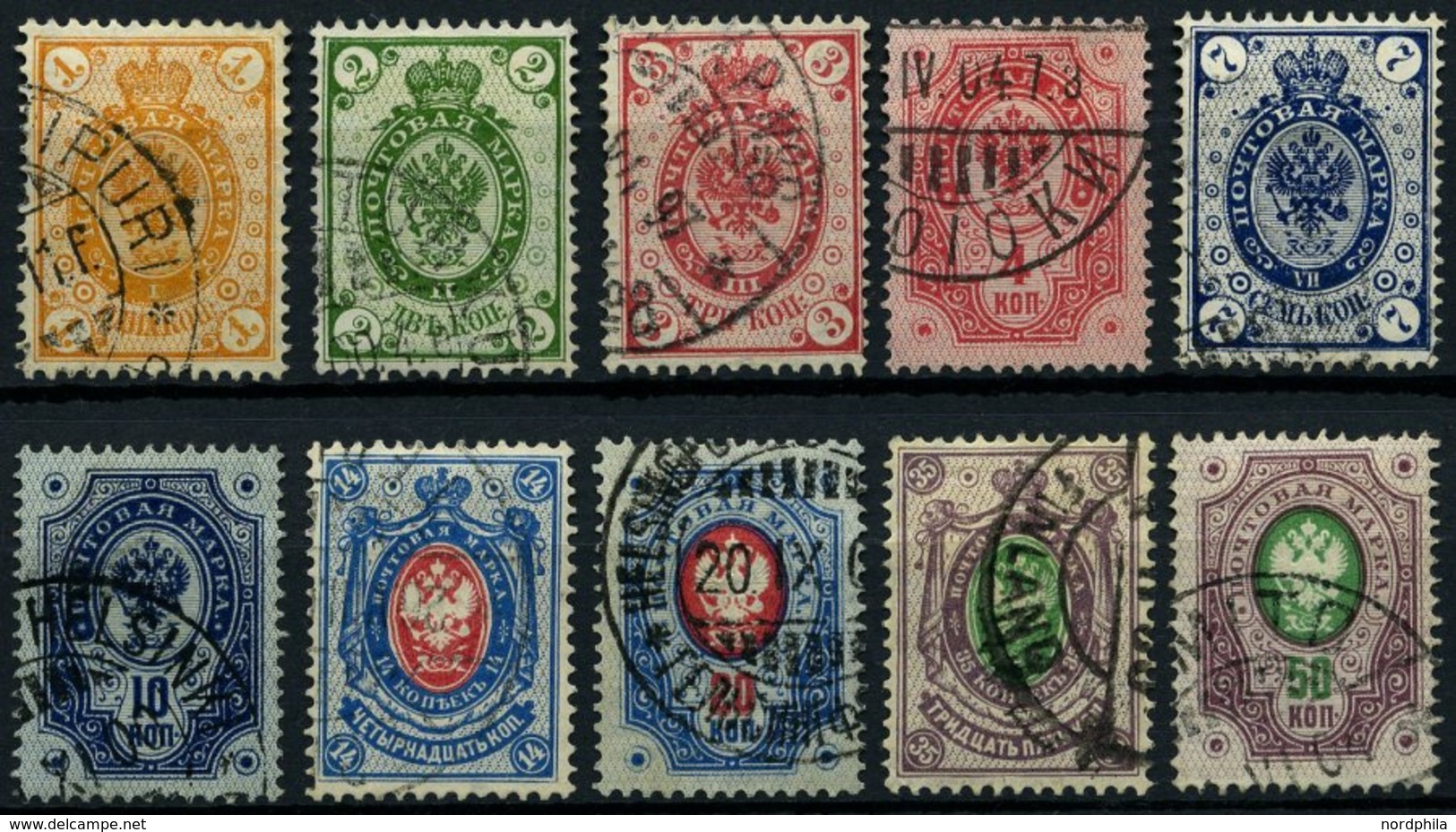 FINNLAND 35-44 O, 1891, 1 - 50 K. Staatswappen, 10 Prachtwerte, Mi. 178.50 - Other & Unclassified