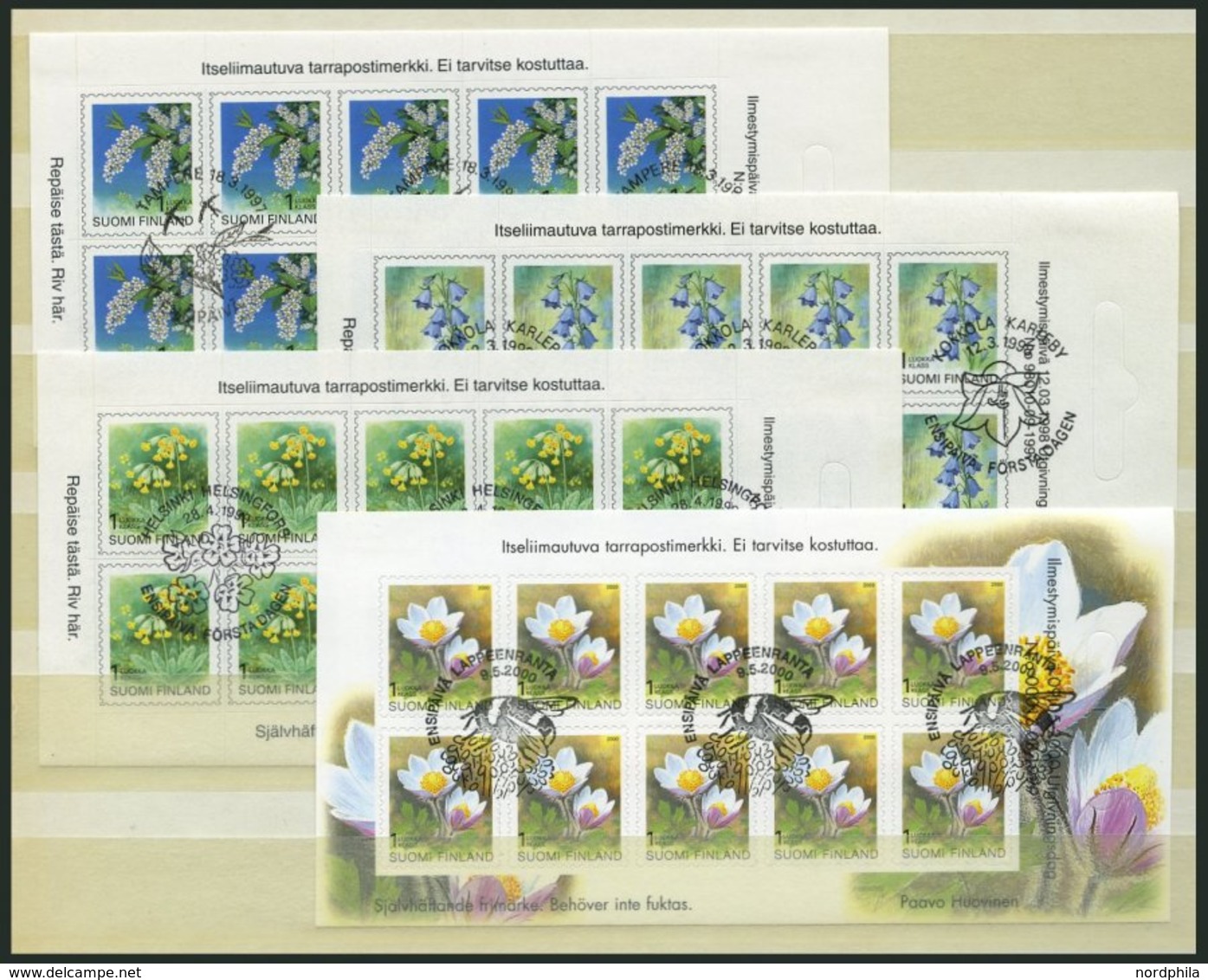 ZUSAMMENDRUCKE H-Bl. O, 1991-2000, Freimarken, Alle 12 Folien-Heftchenblätter, Sonderstempel, Pracht - Carnets