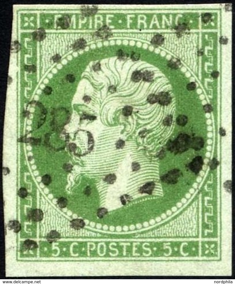 FRANKREICH 11a O, 1860, 5 C. Grün Auf Grünlich, Nummernstempel 285, Breitrandig Pracht, Mi. 100.- - Autres & Non Classés