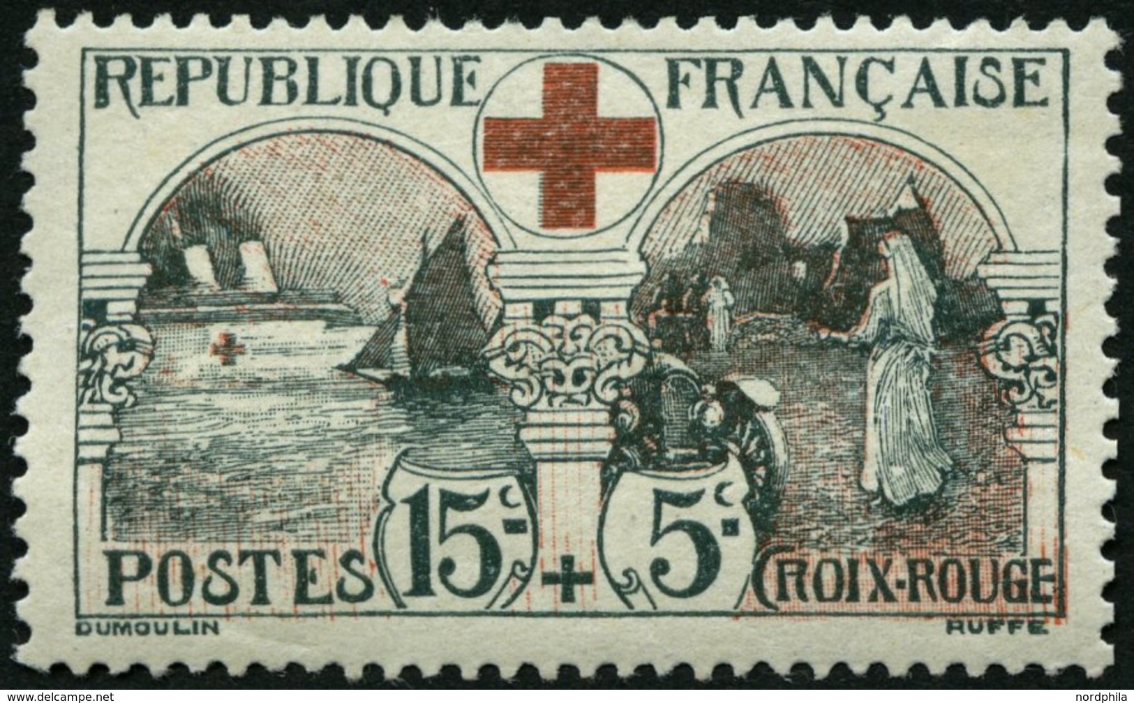 FRANKREICH 136 *, 1918, 15 C. Rotes Kreuz, Falzrest, Feinst, Mi. 150.- - Sonstige & Ohne Zuordnung