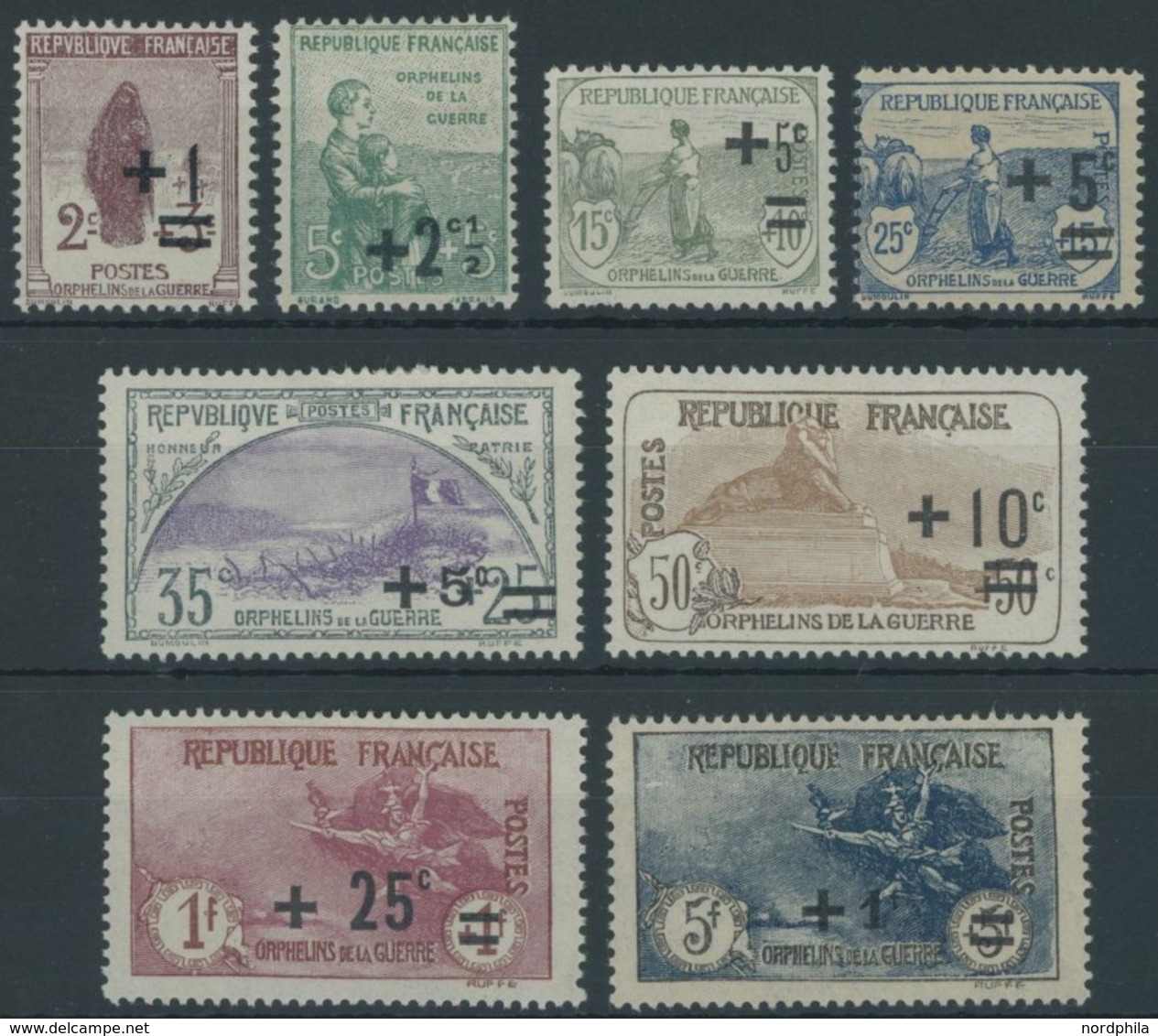 FRANKREICH 144-51 *, 1922, Kriegswaisen, Falzrest, Prachtsatz - Other & Unclassified
