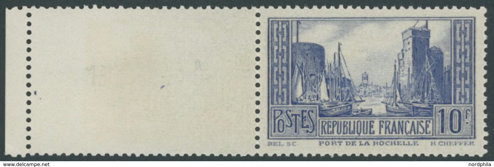 FRANKREICH 241II **, 1930, 10 Fr. Blau Hafen Von La Rochelle, Type II, Postfrisch, Pracht, Mi. 250.- - Sonstige & Ohne Zuordnung