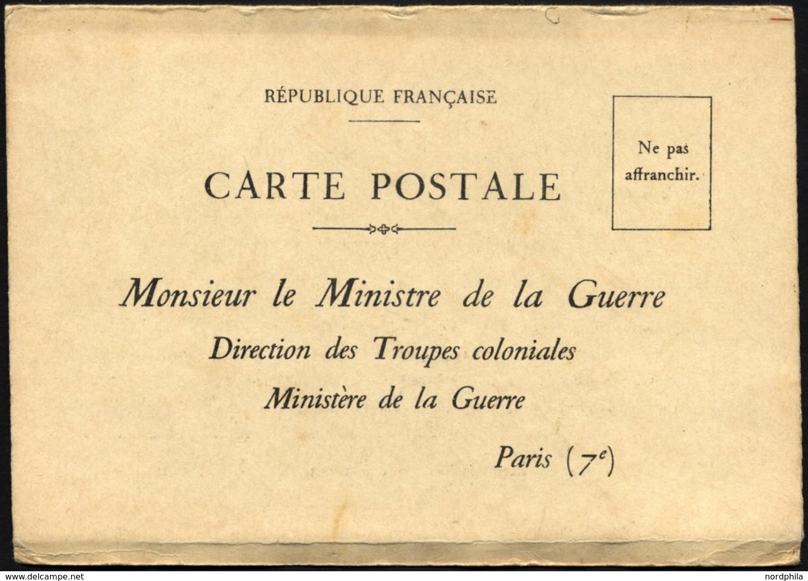 FRANKREICH Anwerbekarte Des Französischen Kolonialministeriums Für Indochina, Afrika Und Madagaskar, Ungebraucht, Pracht - War Stamps