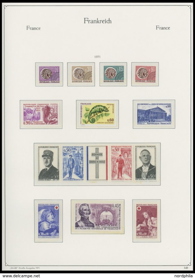 SAMMLUNGEN **, Fast Komplette Postfrische Sammlung Frankreich Von 1960-78 Im KA-BE Falzlosalbum, Dazu 1958/9 Auf Lindner - Sammlungen