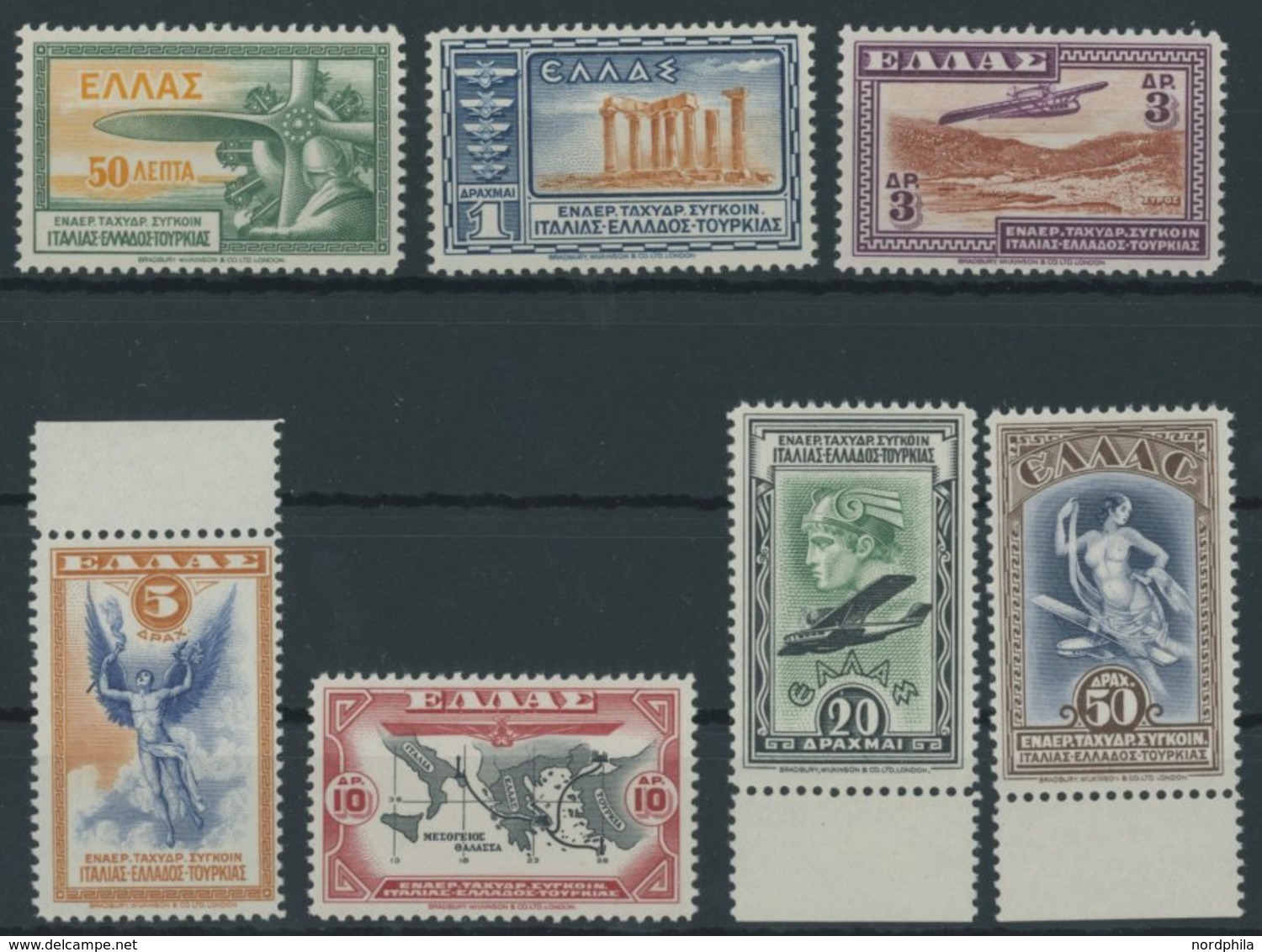 GRIECHENLAND 355-61 **, 1933, Aeroespresso, Prachtsatz, Mi. 220.- - Otros & Sin Clasificación