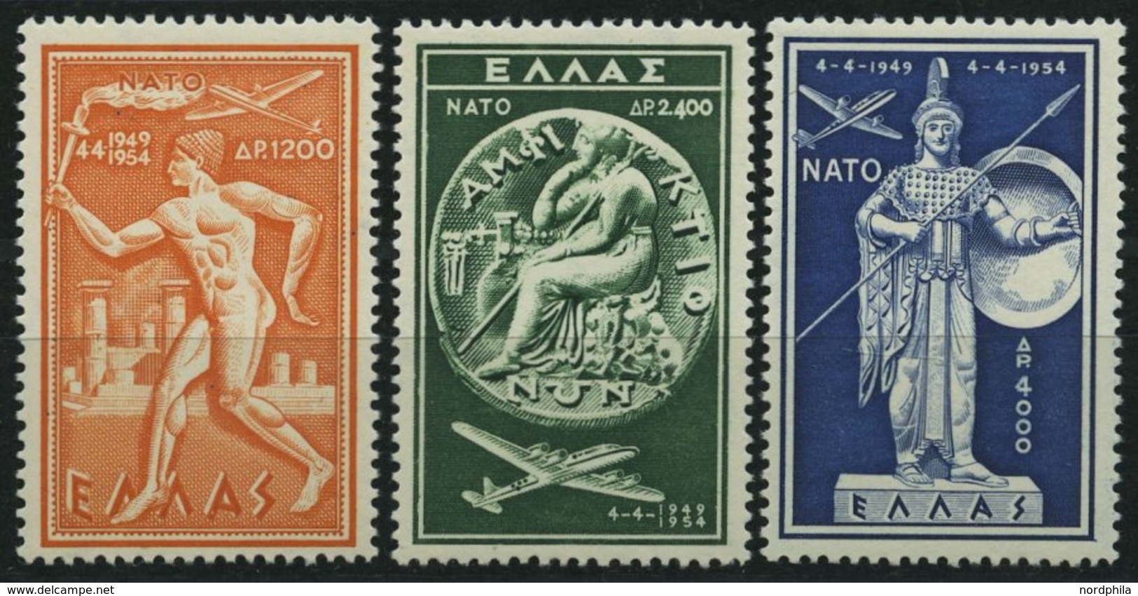 GRIECHENLAND 615-17 **, 1954, NATO, Prachtsatz, Mi. 130.- - Autres & Non Classés