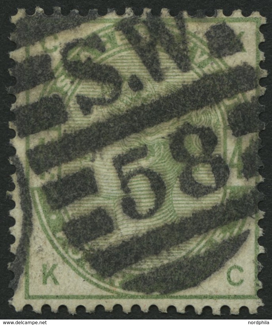 GROSSBRITANNIEN 77 O, 1884, 4 P. Dunkelgraugrün, Nummernstempel S.W.58, Pracht, Mi. 160.- - Otros & Sin Clasificación