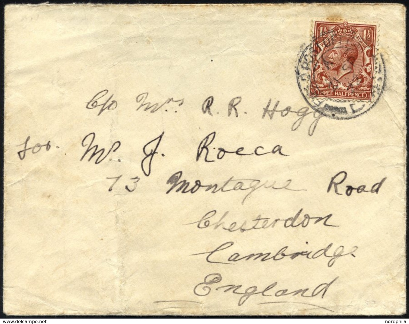BRITISCHE MILITÄRPOST 129 BRIEF, 1922, 11/2 P. König Georg V Mit K2 FIELD POST OFFICE/D 41 Auf Feldpostbrief Nach Cambri - Used Stamps