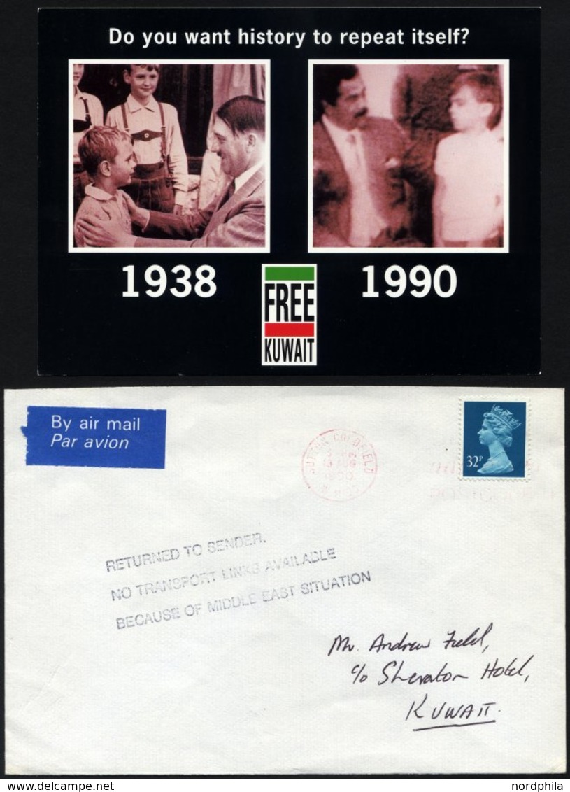 BRITISCHE MILITÄRPOST 1168 BRIEF, 1990, 32 P. Schwärzlichtürkisblau Auf Brief Nach Kuwait Mit Stempel RETURNED TO SENDER - Usados