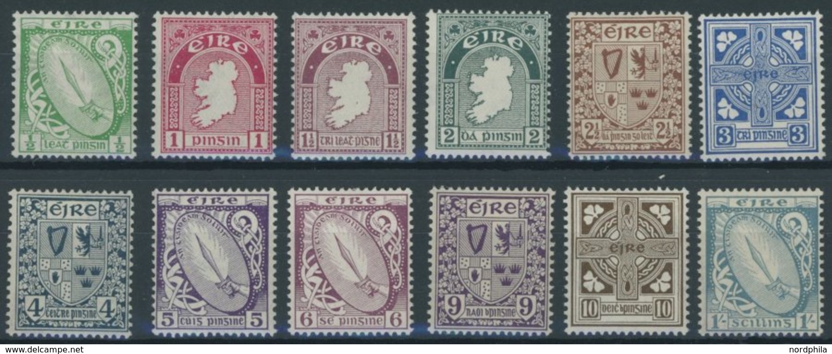 IRLAND 40-51A *, 1922, Nationale Symbole, Wz. 1, Falzrest, Prachtsatz - Otros & Sin Clasificación