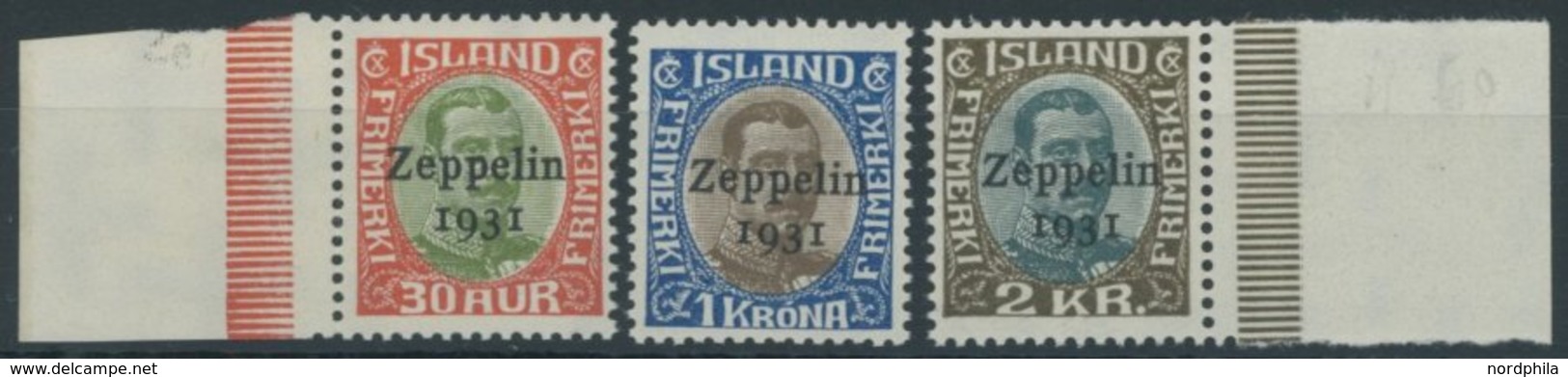 ISLAND 147-49 **, 1931, Graf Zeppelin, Prachtsatz, Mi. 200.- - Otros & Sin Clasificación