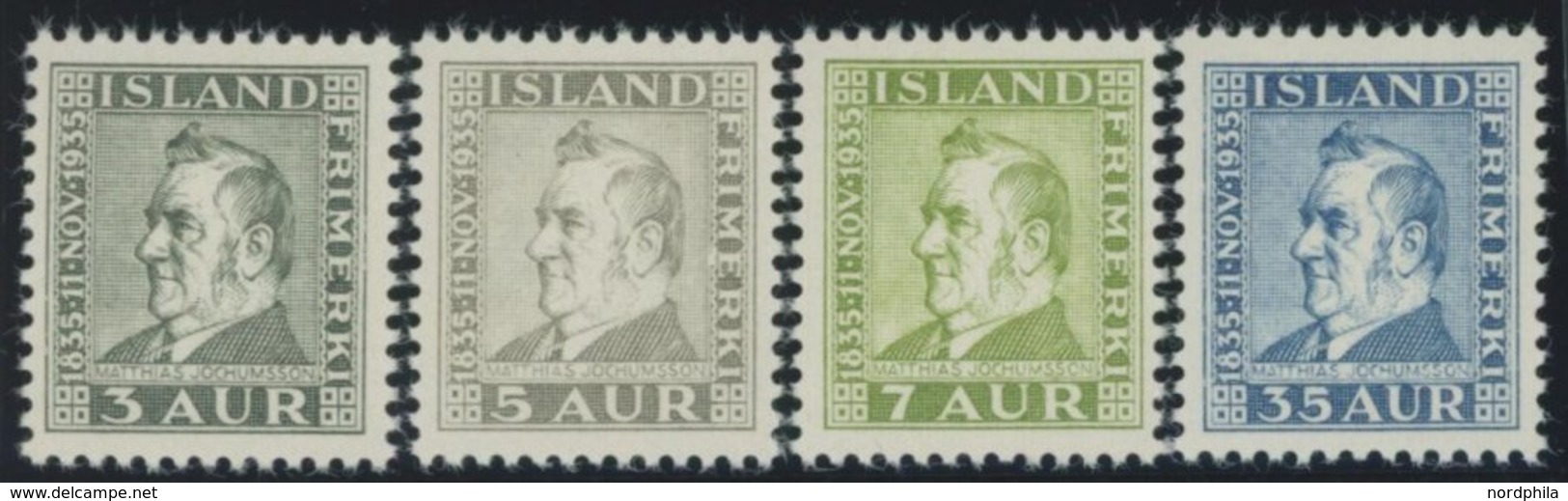 ISLAND 183-86 **, 1935, Jochumsson, Prachtsatz, Mi. 90.- - Other & Unclassified