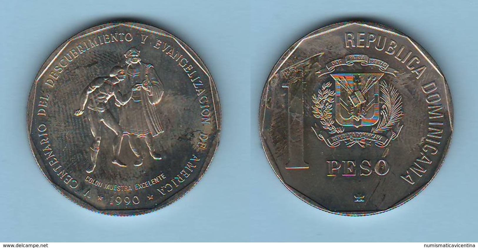 Domenicana Repubblica 1 Peso 1990 100° Descubrimiento Y Evangelizacion - Dominicana