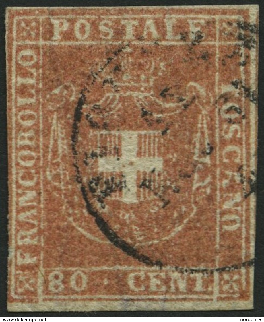 TOSCANA 22 O, 1860, 80 C. Hellbräunlichrot, Links Teils Minimal Berührt Sonst Vollrandig Pracht, Gepr. U.a. Drahn, Mi. 7 - Toscana