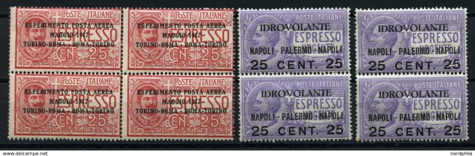 ITALIEN 126 VB,127 Paar **, 1927, Flugpost, 25 C. Im Viererblock Und 2 Senkrechte Paare 25 C. Auf 40 C., Alle Postfrisch - Non Classés