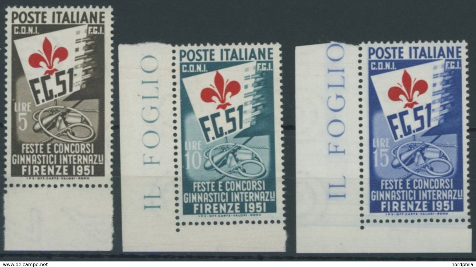 ITALIEN 834-36 **, 1951, Gymnastische Wettspiele, Postfrischer Prachtsatz, Mi. 120.- - Unclassified