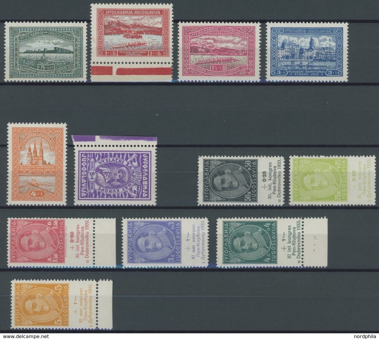 JUGOSLAWIEN 243-54 **, 1932/3, Rudern Und PEN, 2 Postfrische Prachtsätze, Mi. 135.- - Otros & Sin Clasificación