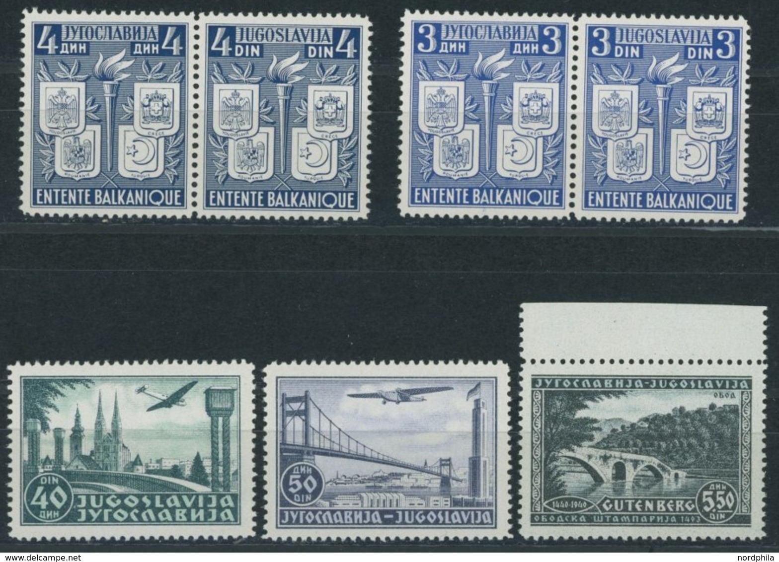 JUGOSLAWIEN 422-28 **, 1940, 2 Paare Und 3 Werte, Postfrisch, Pracht, Mi. 54.50 - Otros & Sin Clasificación