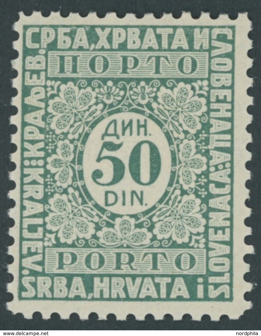 PORTOMARKEN P 61IIA *, 1921, 50 Din. Dunkelgrün, Type II, Falzrest, Pracht - Postage Due