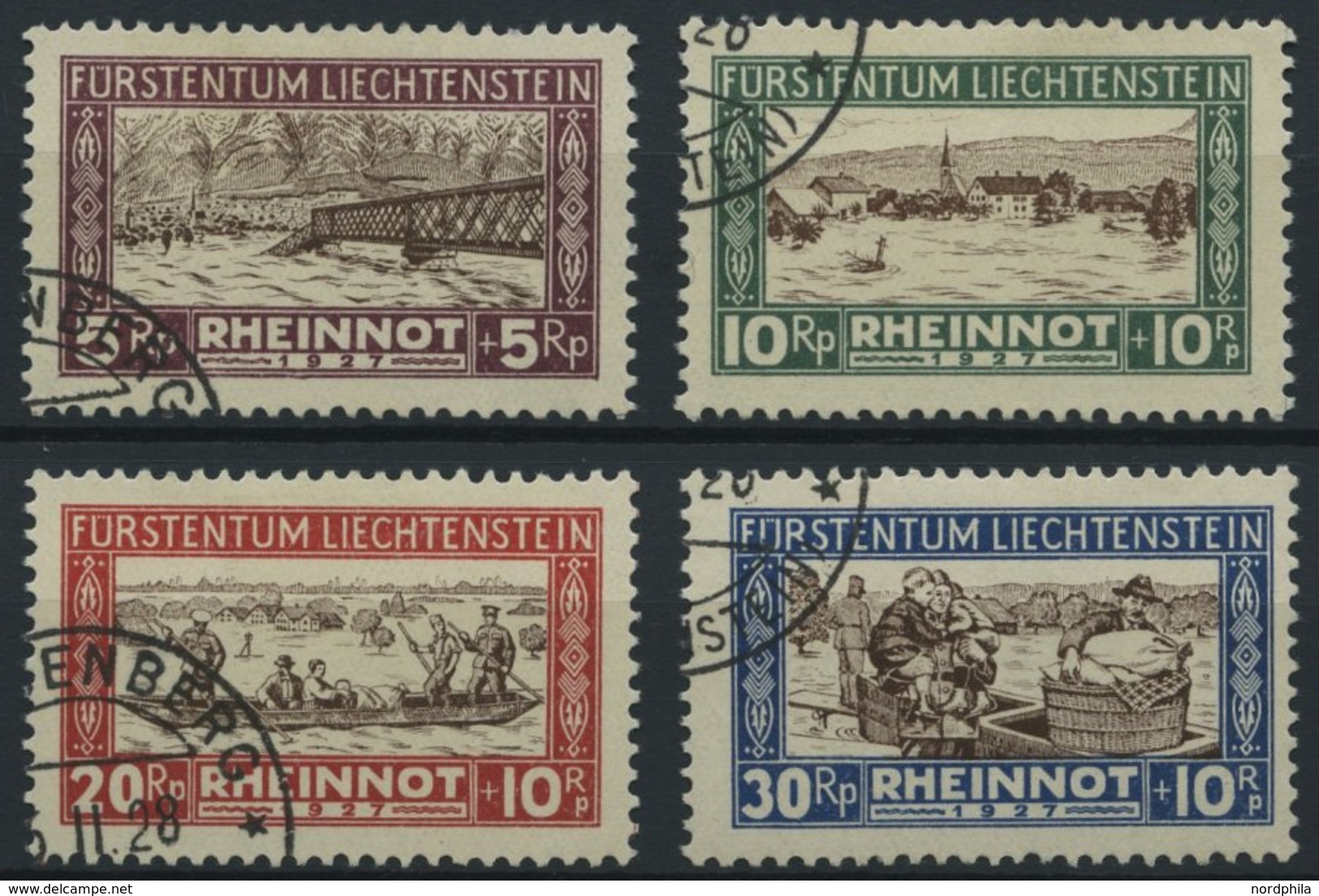 LIECHTENSTEIN 78-81 O, 1928, Hochwassergeschädigte, Prachtsatz, Mi. 130.- - Sonstige & Ohne Zuordnung