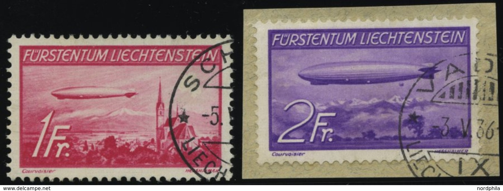 LIECHTENSTEIN 149/50 O, BrfStk, 1936, Zeppeline, Pracht, Gepr. Liniger, Mi. 240.- - Autres & Non Classés