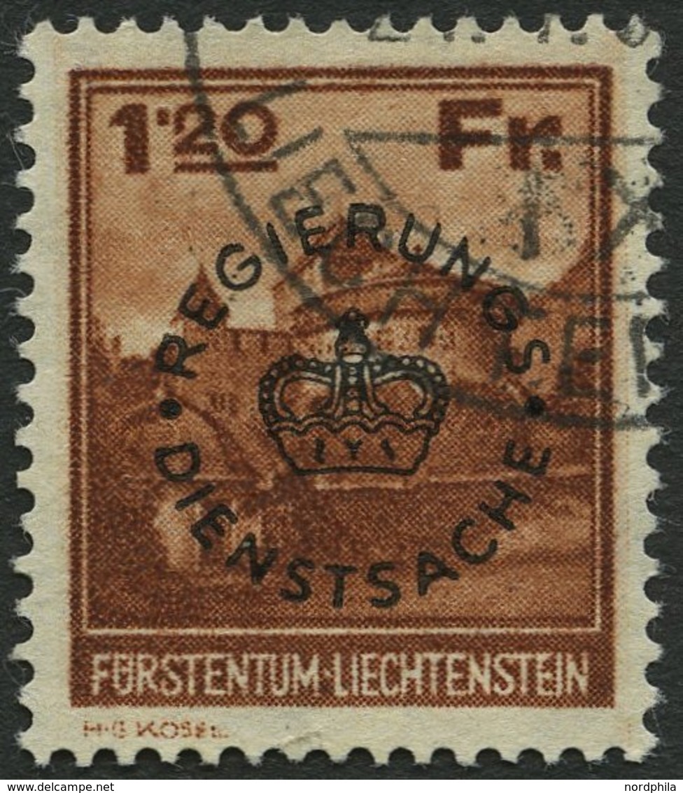 DIENSTMARKEN D 10 O, 1933, 1.20 Fr. Burg Vaduz, Pracht, Mi. 410.- - Service