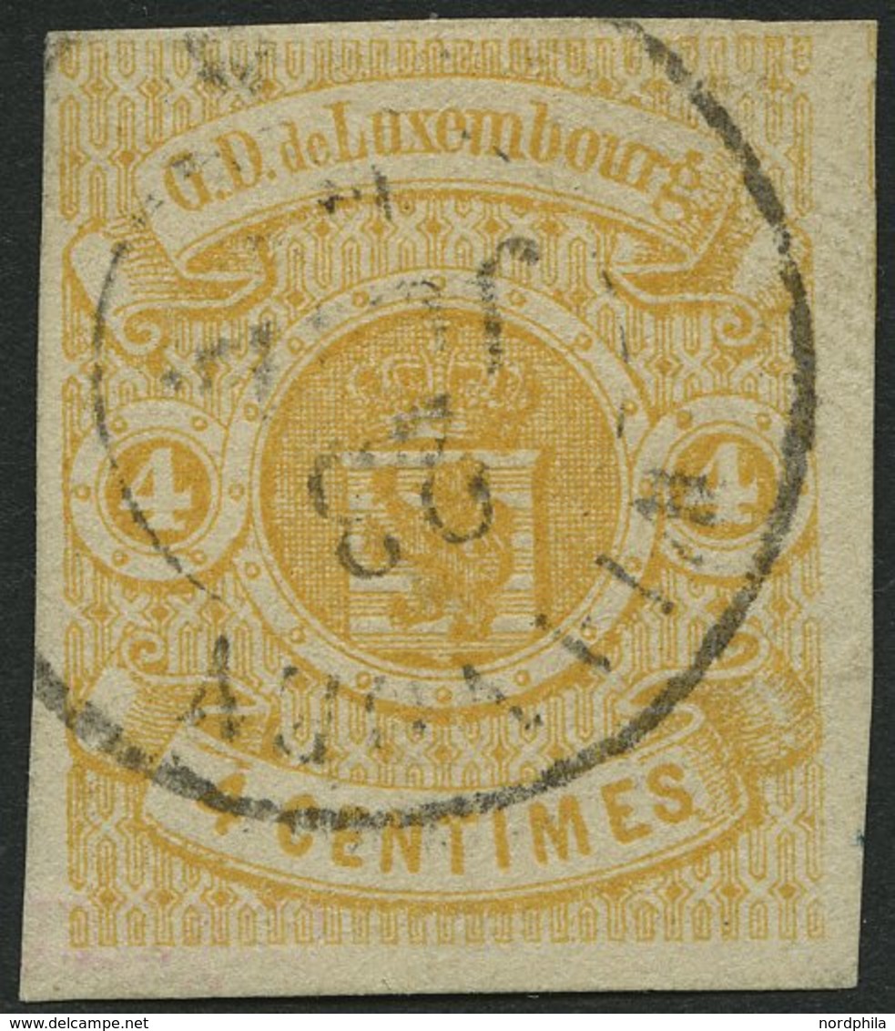 LUXEMBURG 5 O, 1860, 4 C. Gelb, Kabinett, Gepr. U.a. Drahn, Mi. (220.-) - Sonstige & Ohne Zuordnung