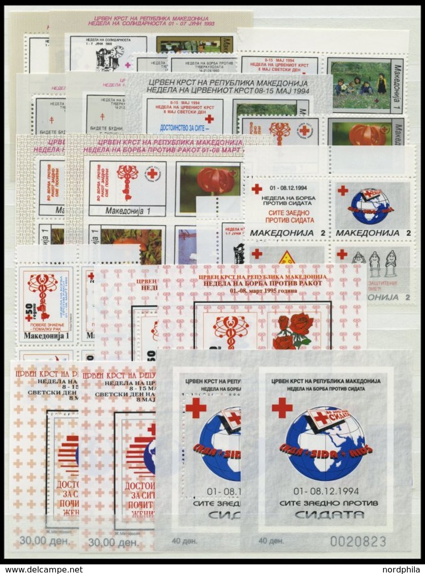 MAKEDONIEN **, Postfrische Partie Verschiedener Ausgaben Von 1992-95, Dazu Zwangszuschlagsmarken Fast Komplett, Prachter - Macedonia