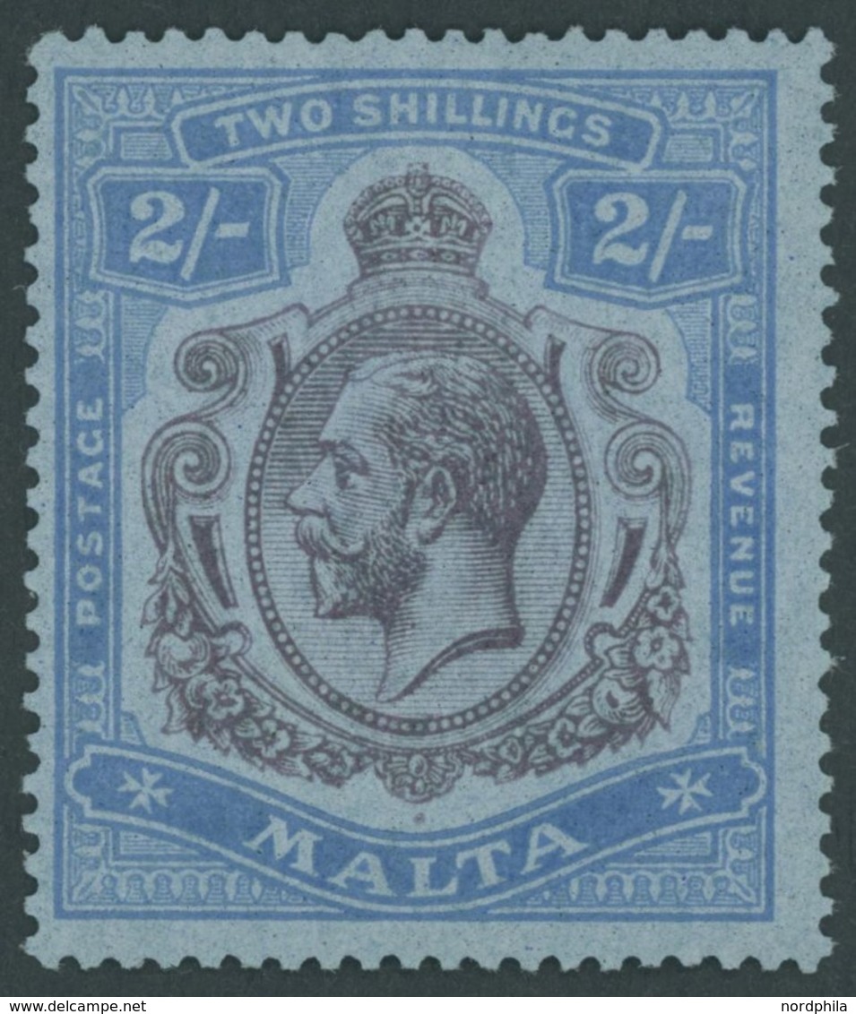 MALTA 62 **, 1922, 2 Sh. Blau/lila Auf Hellblau, Pracht, Mi. 150.- - Malte