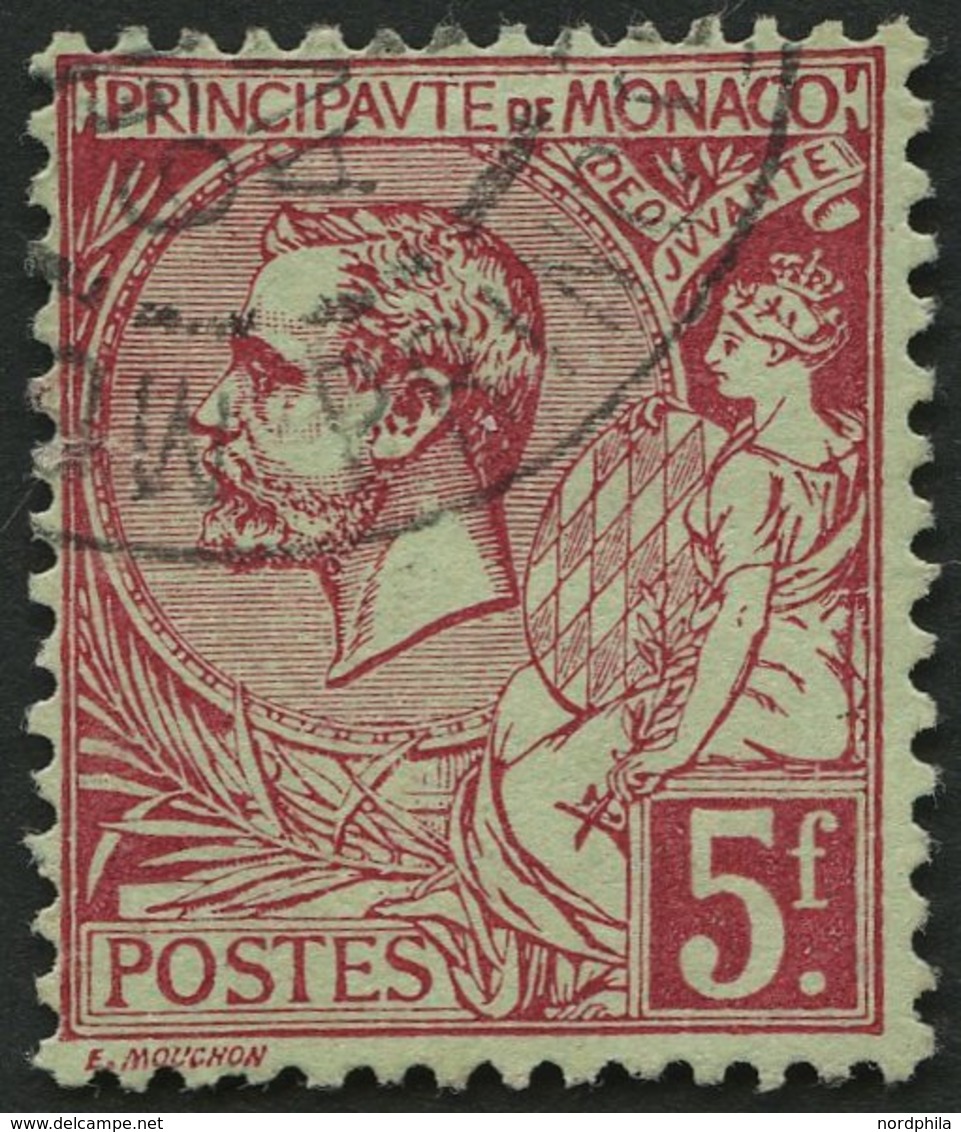 MONACO 21a O, 1891, 5 Fr. Karmin Auf Grünlich, Pracht, Mi. 170.- - Autres & Non Classés