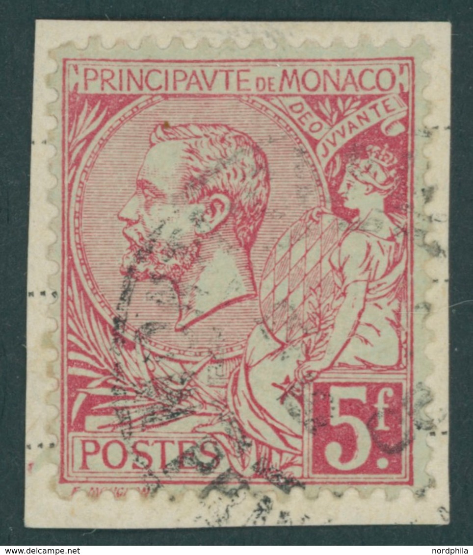 MONACO 21a BrfStk, 1891, 5 Fr. Karmin Auf Grünlich, Prachtbriefstück, Mi. 170.- - Autres & Non Classés