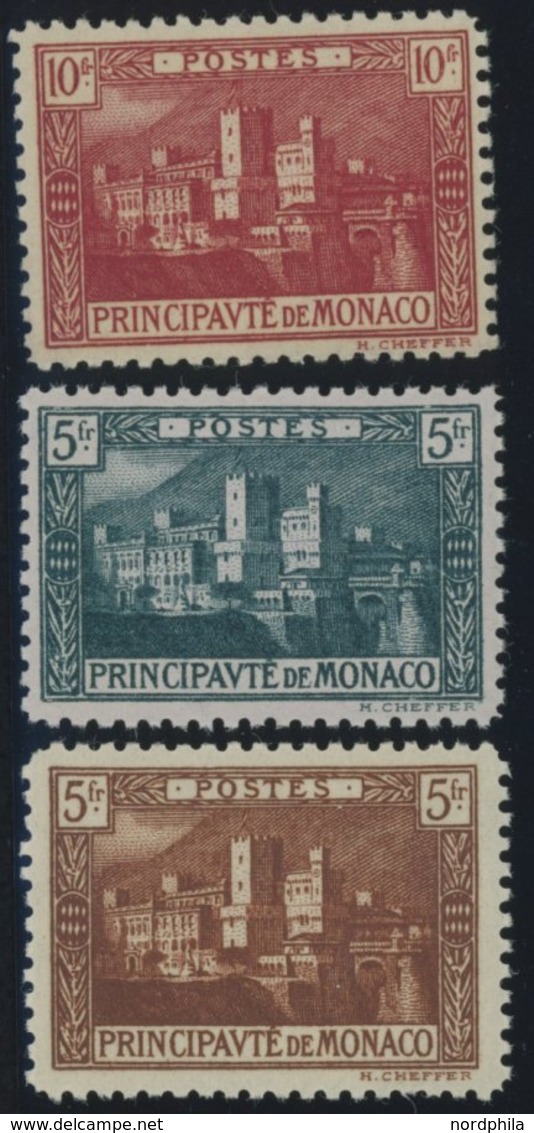 MONACO 62-64 **, 1922/4, 5 - 10 Fr. Einheimische Motive, 3 Postfrische Prachtwerte, Mi. 102.- - Autres & Non Classés