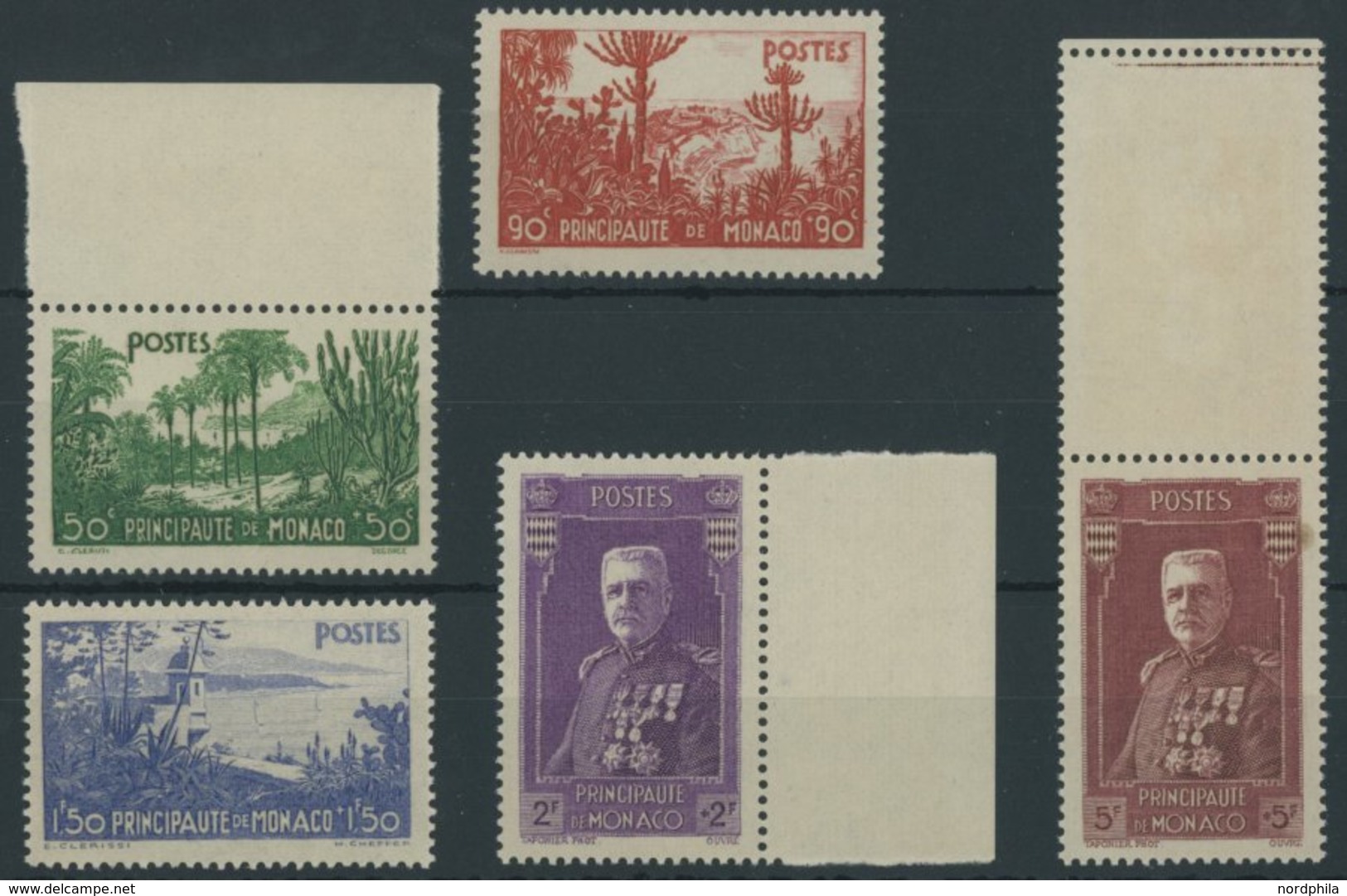 MONACO 138-42 **, 1937, Gartenanlagen, Prachtsatz, Mi. 220.- - Autres & Non Classés