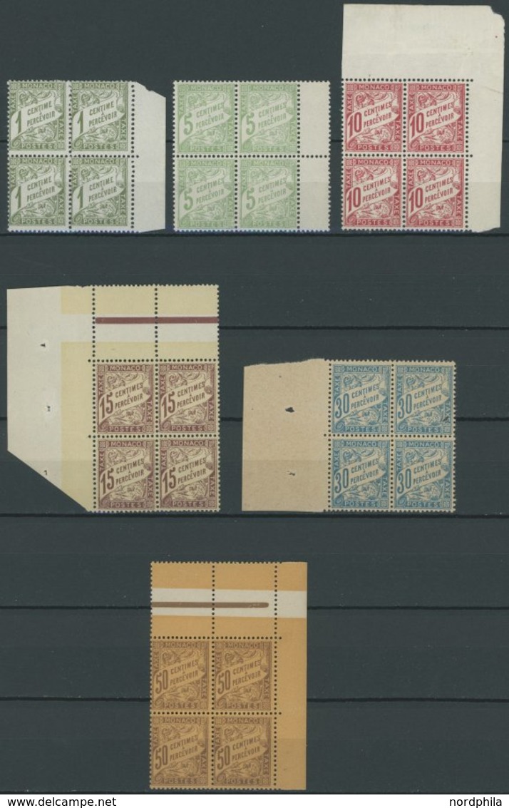 PORTOMARKEN P 1-6 VB **, 1904, Ziffer In Postfrischen Randviererblocks, Prachtsatz - Postage Due