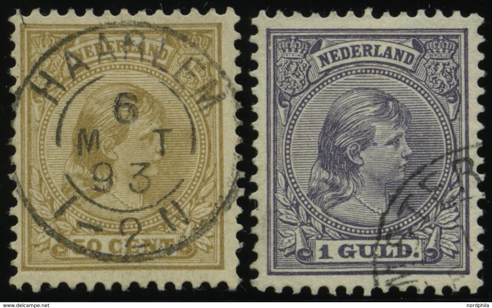 NIEDERLANDE 43a,44 O, 1891, 50 C. Olivbraun Und 1 G. Blauviolett, 2 Prachtwerte, Mi. 105.- - Sonstige & Ohne Zuordnung