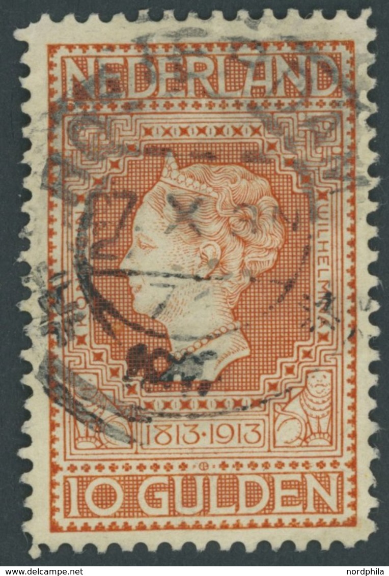 NIEDERLANDE 92 O, 1913, 10 G. Rotorange Auf Gelb, Feinst (kleiner Randspalt), Mi. 850.- - Other & Unclassified