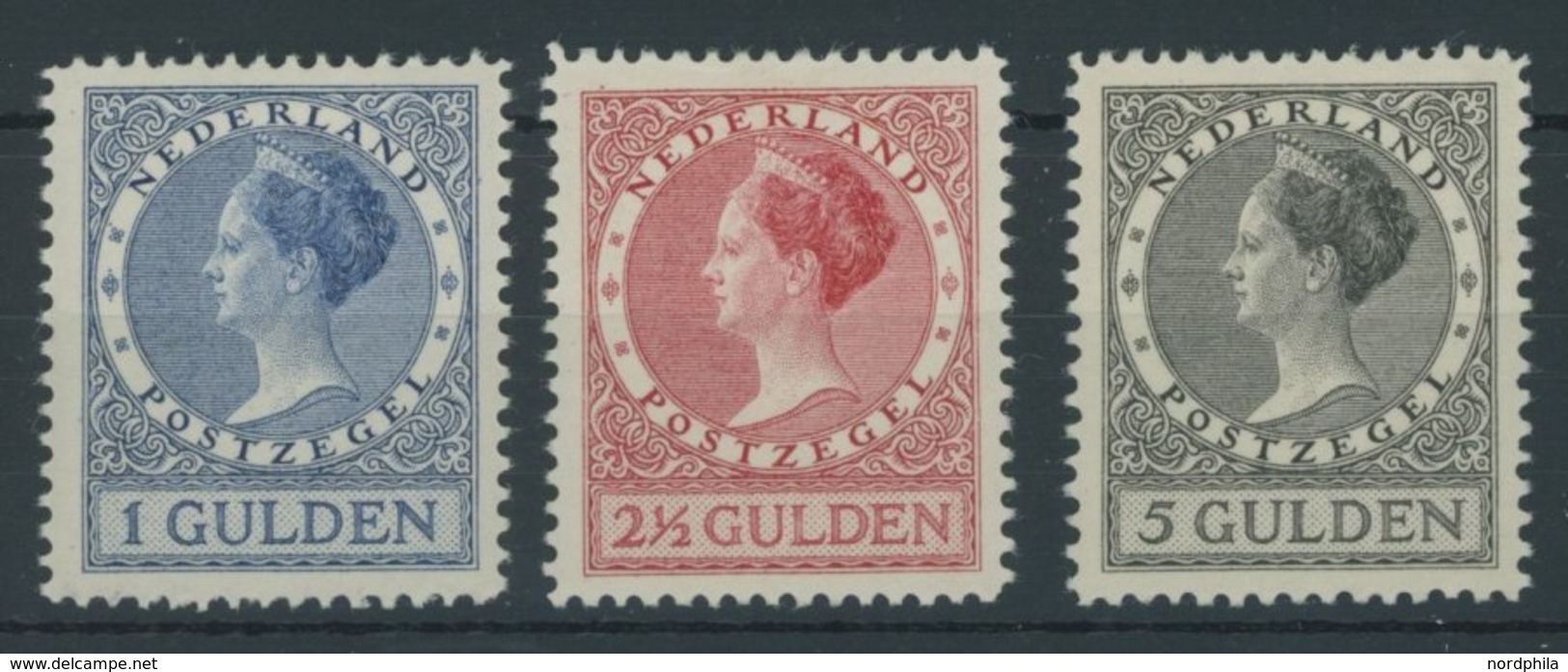 NIEDERLANDE 168-70A *, 1926/7, 1 - 5 G. Königin Wilhelmina, Gezähnt L 111/2, Falzrest, Prachtsatz - Other & Unclassified