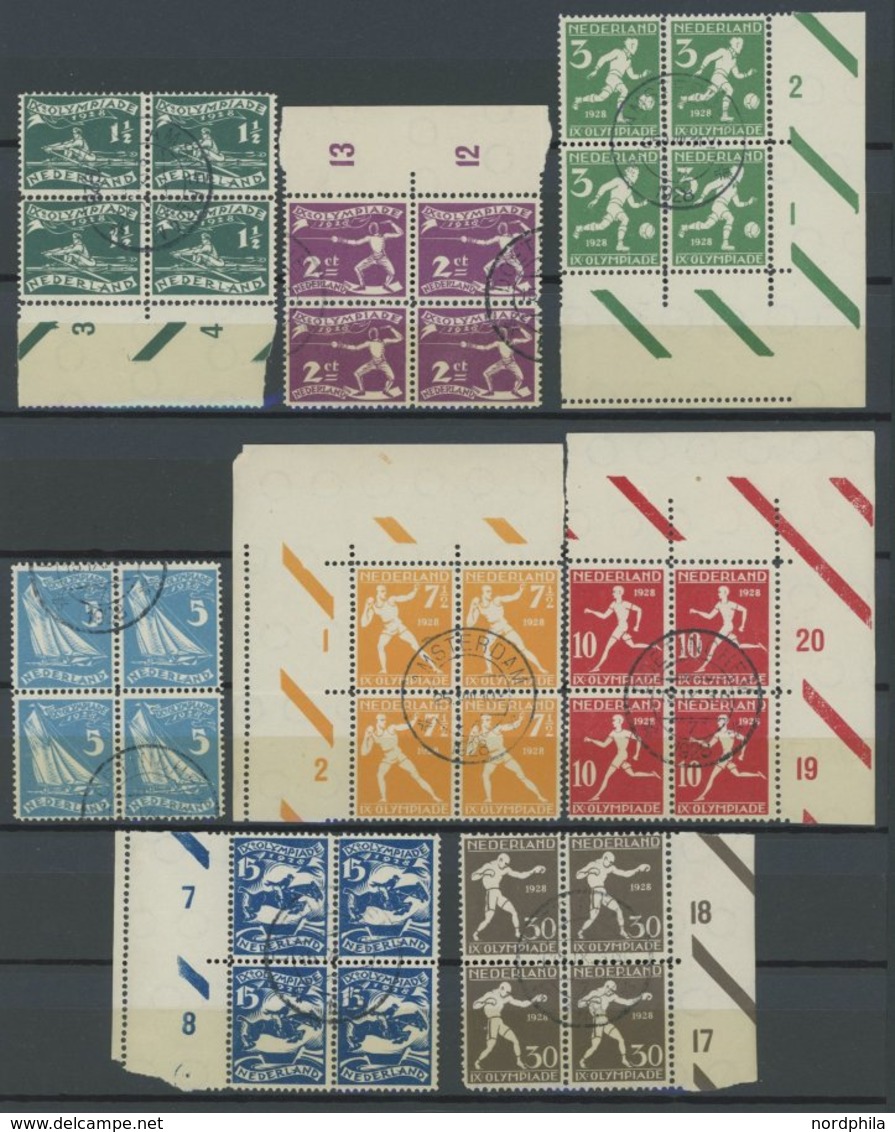 NIEDERLANDE 205-12 VB O, 1928, Olympische Sommerspiele In Gestempelten Viererblocks, Prachtsatz - Sonstige & Ohne Zuordnung