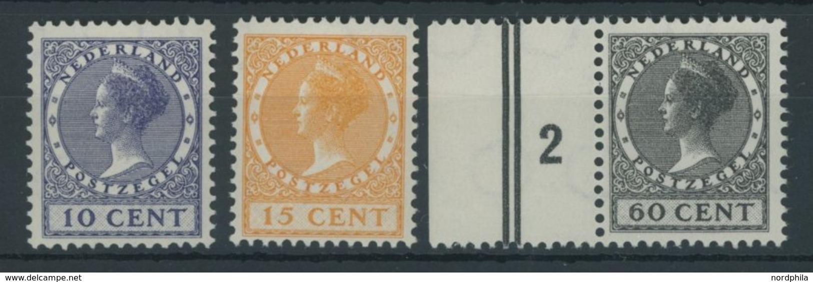 NIEDERLANDE 222-24A **, 1934, Königin Wilhelmina, Gezähnt K 121/2, Postfrischer Prachtsatz, Mi. 110.- - Other & Unclassified