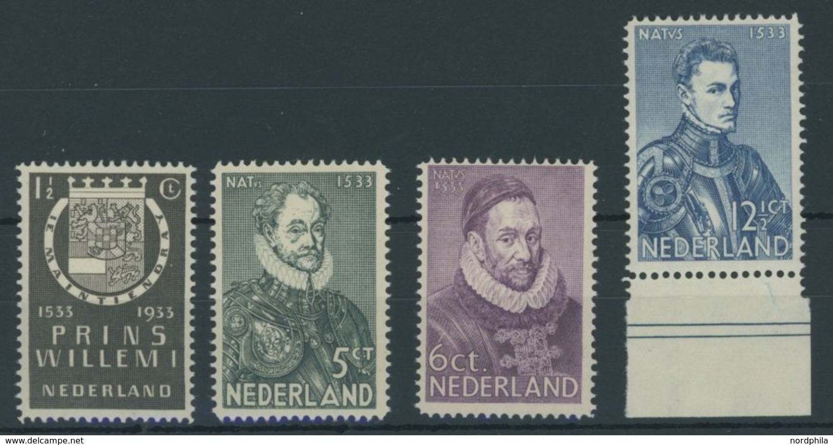 NIEDERLANDE 257-60 **, 1933, 400. Geburtstag Von Wilhelm I., Postfrischer Prachtsatz, Mi. 65.- - Other & Unclassified