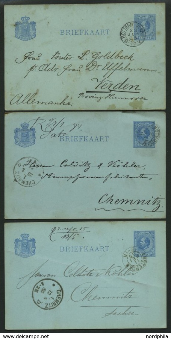 NIEDERLANDE 1884-1903, 5 Ganzsachenkarten Nach Deutschland, Etwas Unterschiedliche Erhaltung - Sammlungen