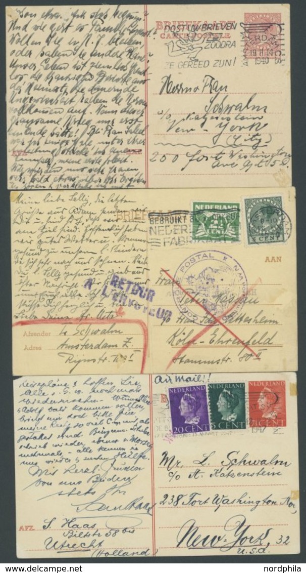 SAMMLUNGEN, LOTS 1940-1947, 6 Verschiedene Belege Ins Ausland (meist Ganzsachen In Die USA), Etwas Unterschiedlich - Collections