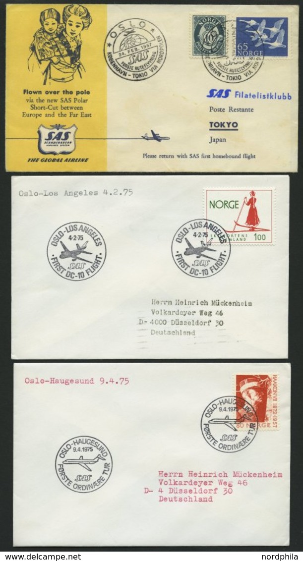 NORWEGEN 1957-75, 5 Verschiedene SAS-Flugpostbelege, Pracht - Sonstige & Ohne Zuordnung