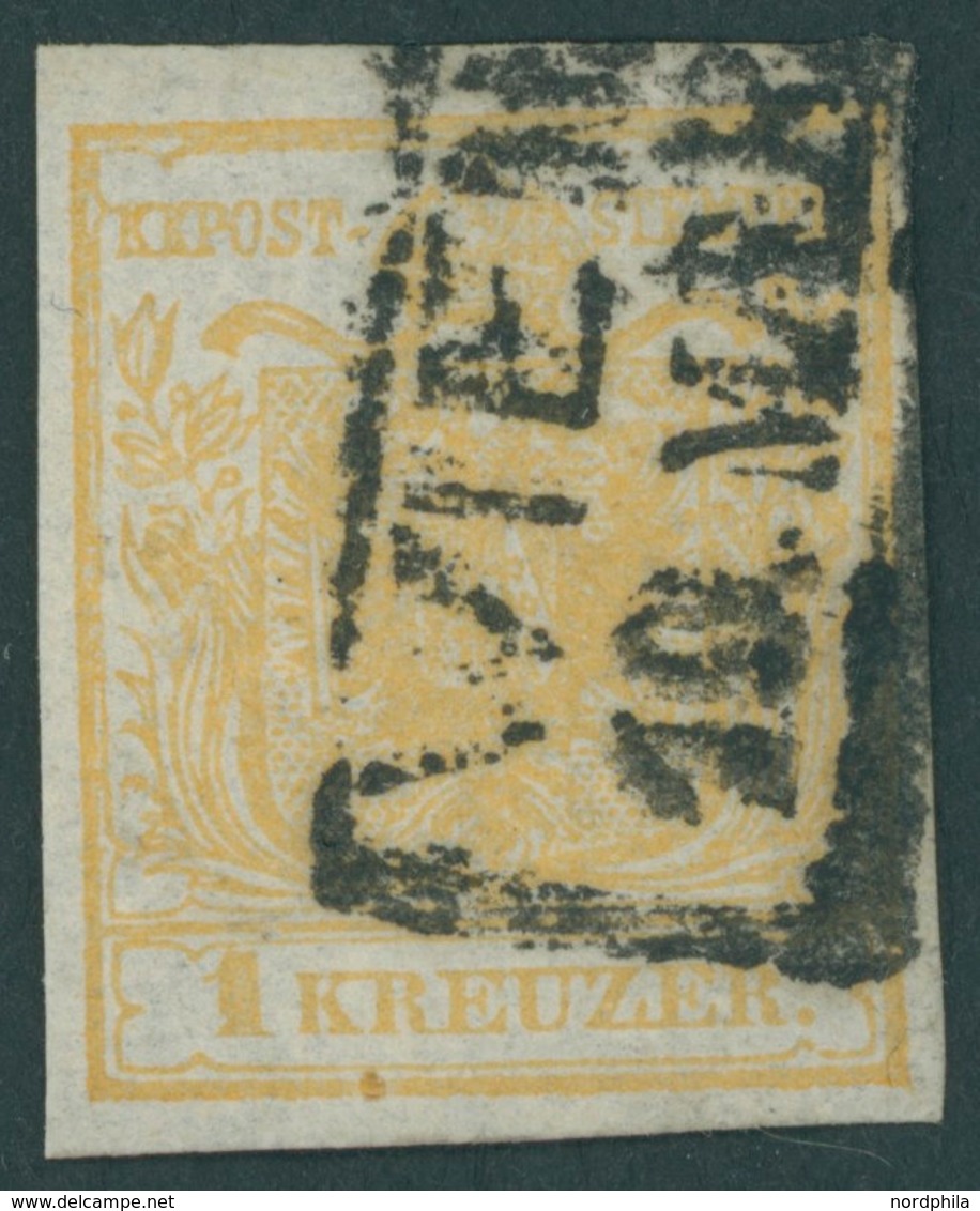 ÖSTERREICH BIS 1867 1Xa O, 1850, 1 Kr. Ockergelb, Handpapier, Type Ia, R2 WIEN, Pracht, Gepr. Dr. Ferchenbauer - Autres & Non Classés