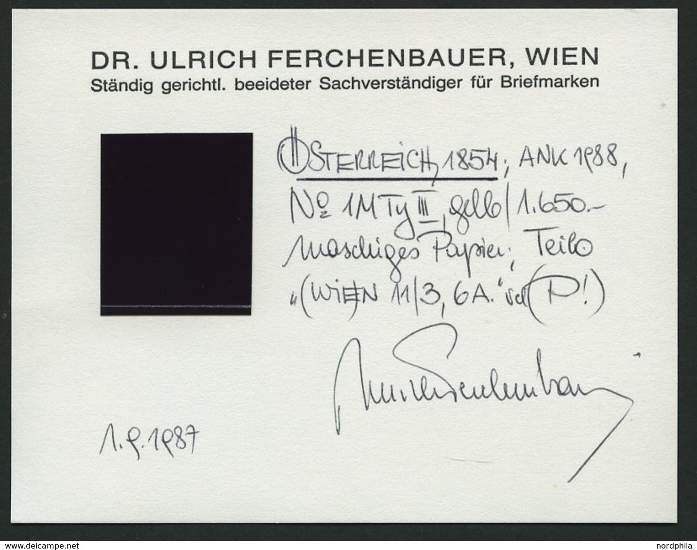 ÖSTERREICH 1Ya O, 1854, 1 Kr. Gelb, Maschinenpapier, Type III, Maschiges Papier, Pracht, Befund Dr. Ferchenbauer - Sonstige & Ohne Zuordnung