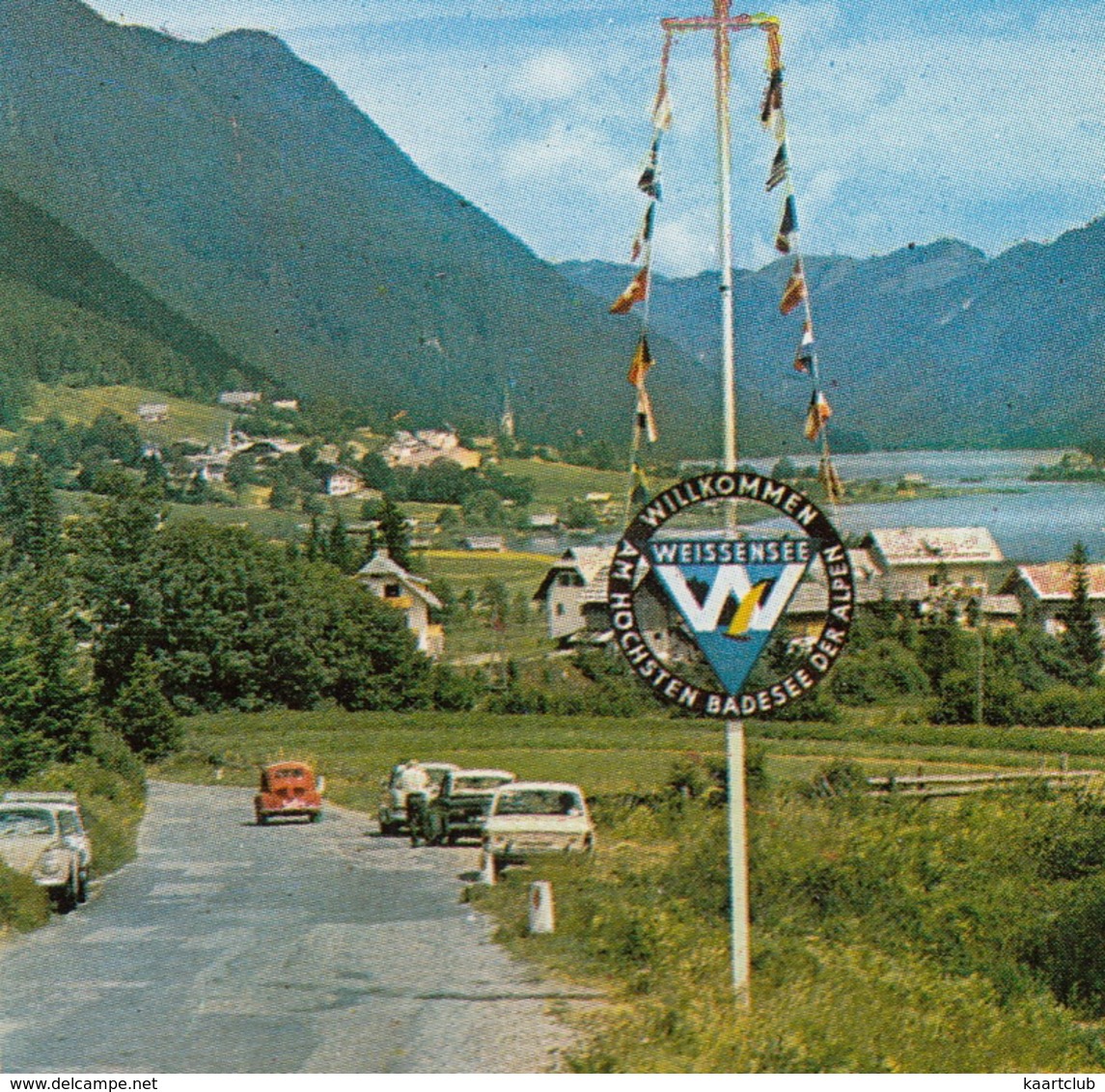 Weißensee : VW 1200 KÄFER/COX, FORD TAUNUS P5, RENAULT 4 CV - (Austria) - Cycling Postmark 1987 - Toerisme