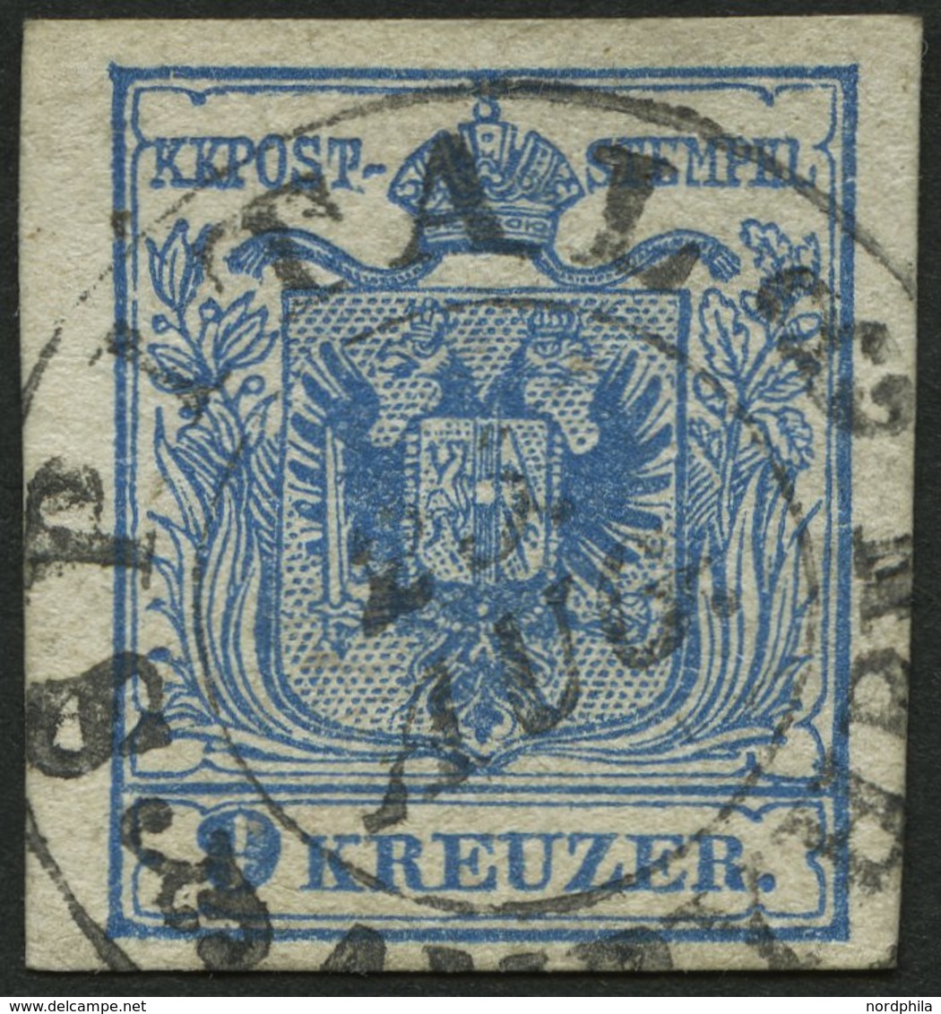 ÖSTERREICH 5Y O, 1854, 9 Kr. Blau, Maschinenpapier, Zentrischer K2 SPITAL AM PYHRN, Pracht - Otros & Sin Clasificación