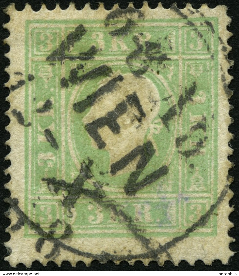 ÖSTERREICH 12b O, 1859, 3 Kr. Bläulichgrün, Pracht, Mi. 220.- - Autres & Non Classés